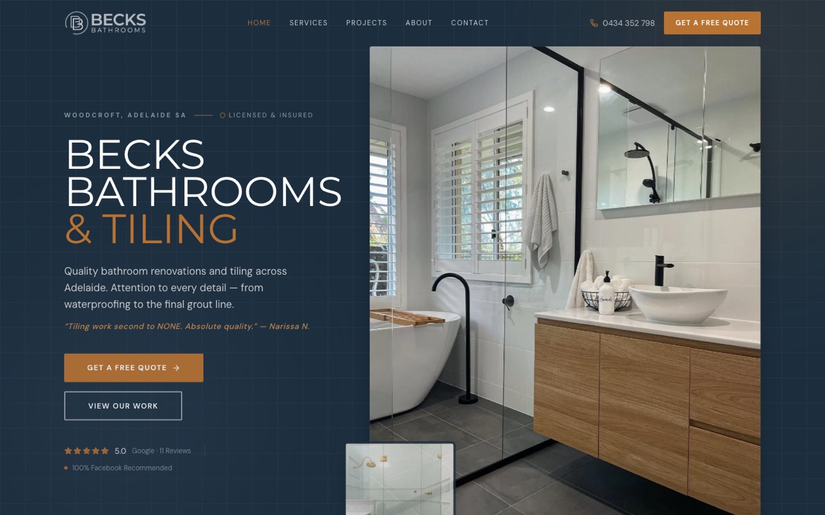 Becks Bathrooms & Tiling website — Morphett Vale bathroom renovations