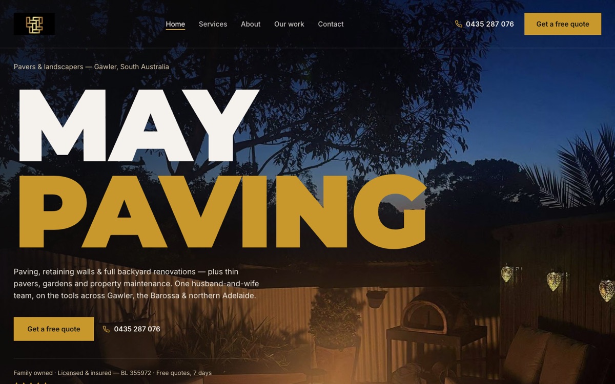 May Paving website — Gawler paving and landscaping